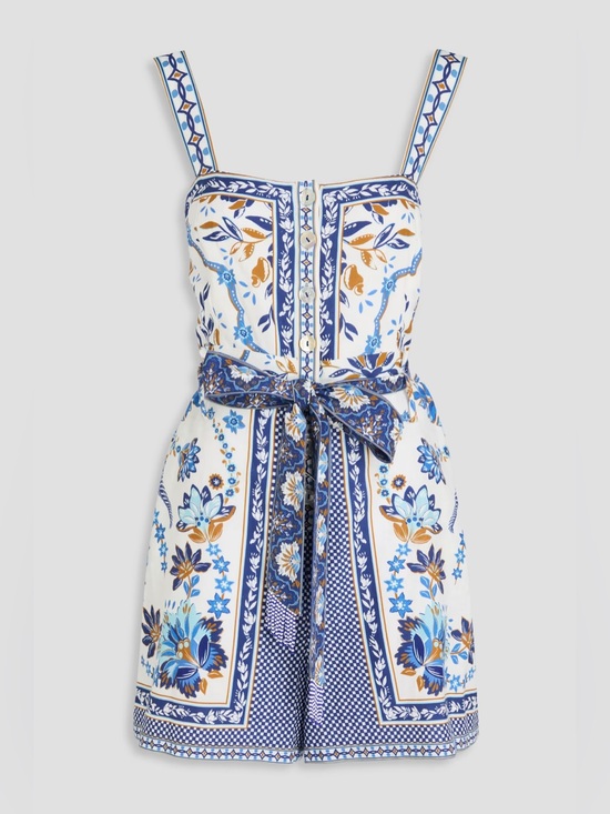 FARM Rio Pants - NWOT Farm Rio Off-White Ana Tapestry Lenzing™ Ecovero™ Euroflax™ Romper S